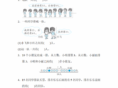 一年级上册数学期末：巧解排队、数数问题