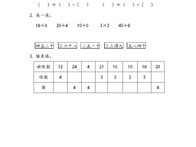 人教版二年级下册数学课课练之用乘法口诀求商（2）