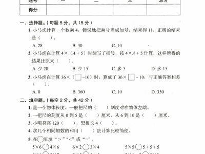 二年级下册数学思维题错中求解小马虎