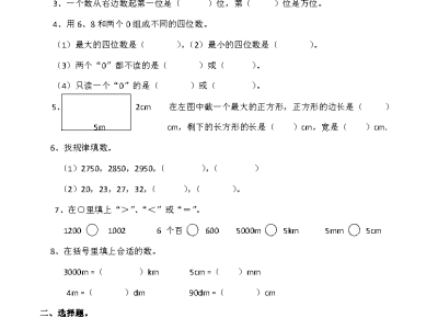 二年级下册西师版数学期中考试试卷2