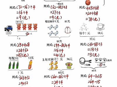 二年级下册数学必考题型-看图列式线段图