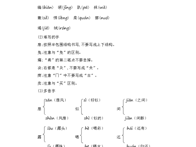二年级下册语文第七单元知识小结