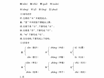 二年级下册语文第一单元知识小结