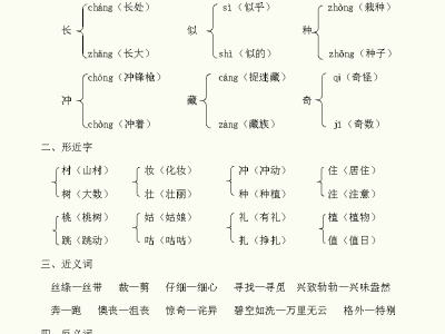 二年级下册语文期中1-4单元考点复习