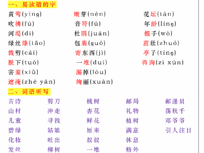 二年级下册语文【第一单元考点梳理】