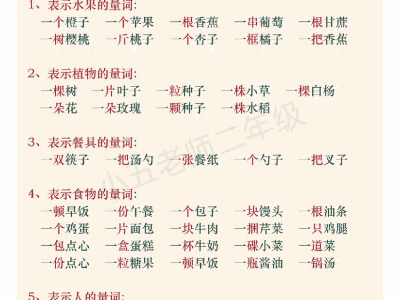 二年级下册语文【量词搭配汇总】(1)